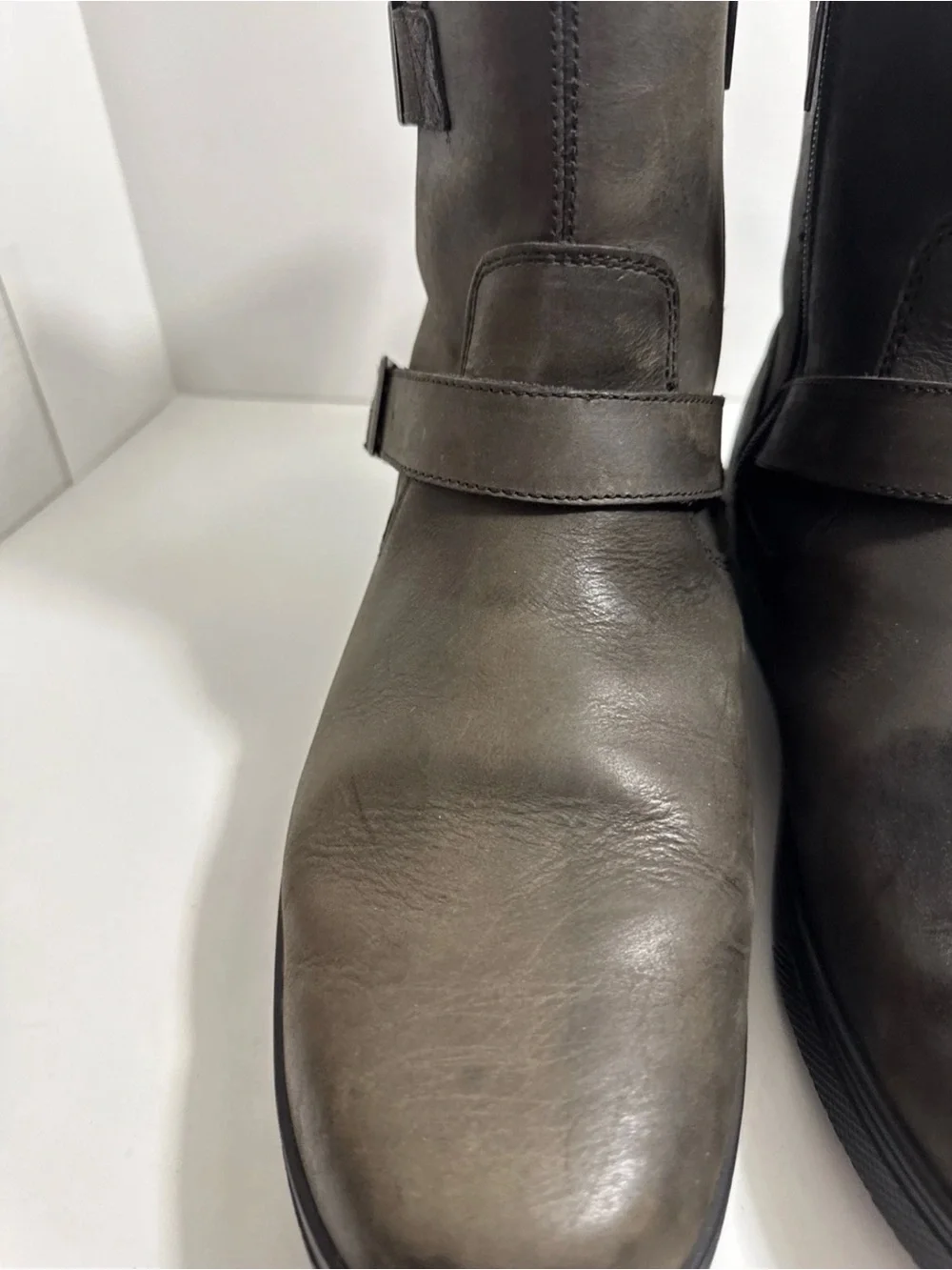 Harley-Davidson  Leather Buckle Ankle Boots Side Zipper
